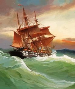 Sailing Ship In Strom Paint By Numbers