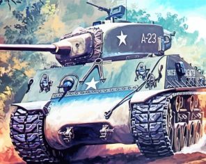 Sherman Tank Art paint by numbers