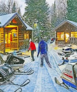 Vintage Snowmobile paint by numbers