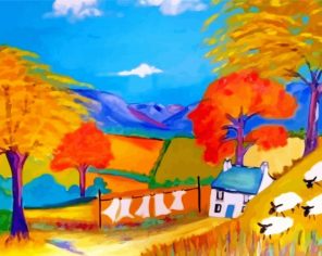 Aesthetic Autumn Mountain paint by numbers