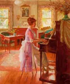 Lady Playing Piano paint by numbers