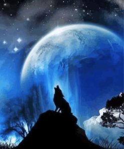 Aesthetic Moon Wolf paint by numbers