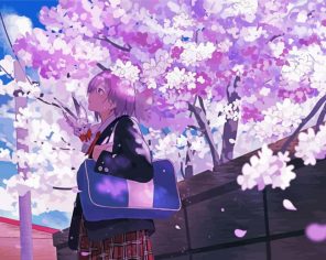 Anime Girl And Flowers paint by numbers