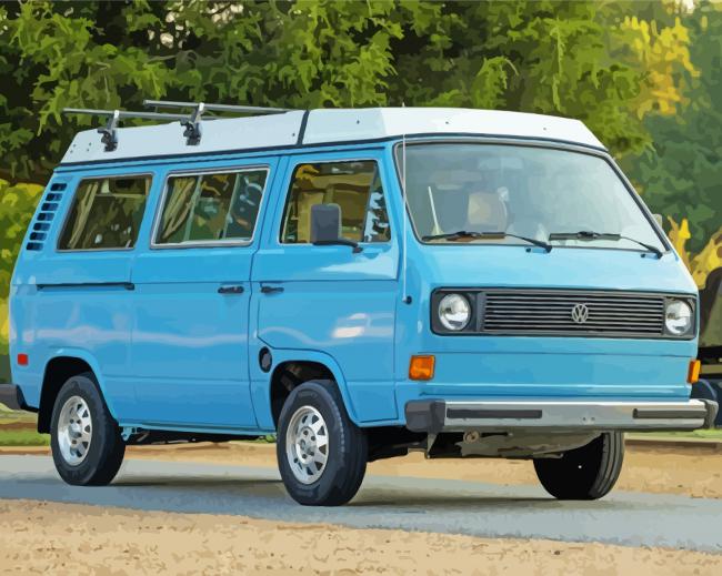 Blue Vanagons paint by numbers