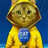 Cat Reporter Under Rain paint by numbers