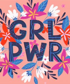 Floral Girl Power paint by numbers