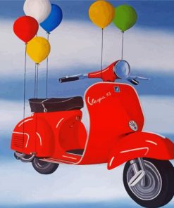 Flying Red Lambretta paint by numbers