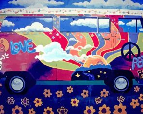 Hippie Peace VW Van paint by numbers