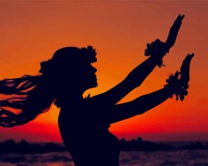 Hula Dancer Silhouette paint by numbers