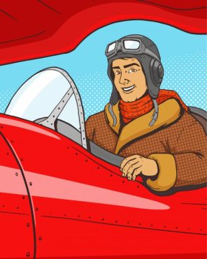 Plane Pilot Art Illustration paint by numbers