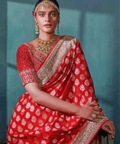 Red Saree paint by numbers