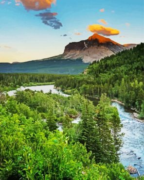 Whitefish Montana Forest paint by numbers