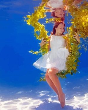 Lady In Dress Underwater Paint By Numbers