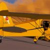 Yellow Piper Cub Aircraft paint by numbers