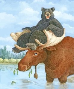 Bear And Moose Art Paint By Numbers