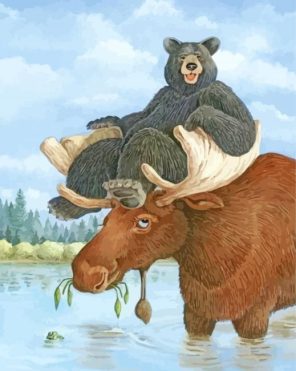 Bear And Moose Art Paint By Numbers