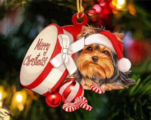 Christmas Yorkshire Terrier Out Of Box Paint By Numbers