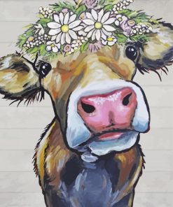 Cow With Daisies Paint By Numbers