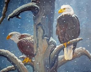 Eagles On Tree Paint By Numbers