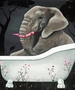 Elephant In Bathtub Paint By Numbers