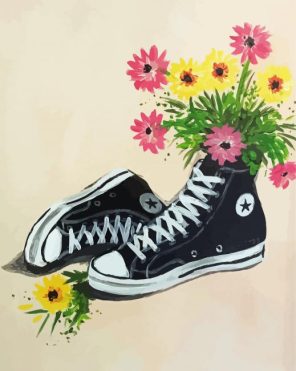 Floral Converse Sneakers Paint By Numbers