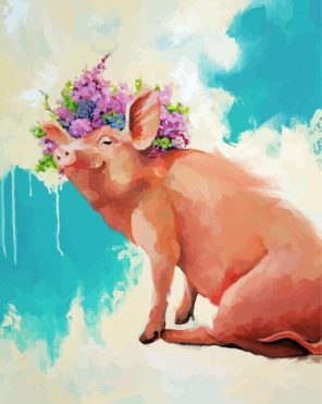 Floral Pig Art Paint By Numbers