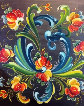 Flowers Rosemaling Art Paint By Numbers