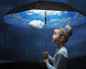 Girl Under Rain Art Paint By Numbers