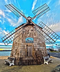 Hamptons Wind Mill Beach Paint By Numbers