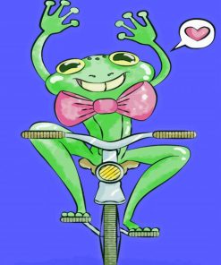 Happy Frog On Bicycle Paint By Numbers