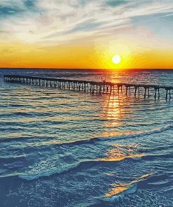 Panama Pier Beach At Sunset Paint By Numbers