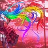 Rainbow Anime Girl Paint By Numbers