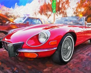 Red Jaguar Car Paint By Numbers