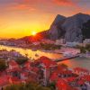 Sunset At Omis Town Paint By Numbers