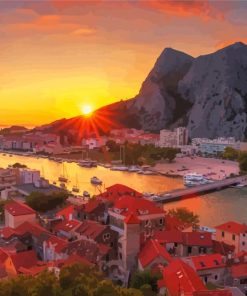 Sunset At Omis Town Paint By Numbers