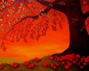 Aesthetic Apple Tree Illustration Paint By Numbers