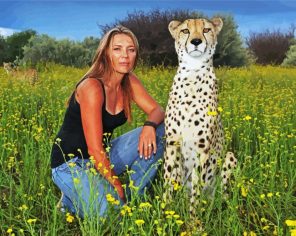 Cute Woman With Cheetah Paint By Numbers