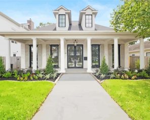 White Southern Style Home Paint By Numbers