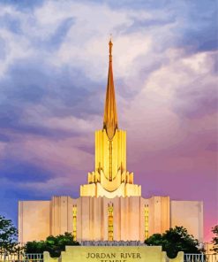 Jordan River Utah Temple And Grey Sky Paint By Numbers