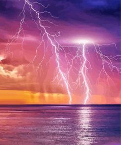 Lightning Over The Ocean Paint By Numbers