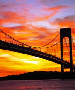 Verrazzano Bridge Silhouette Sunset Paint By Numbers