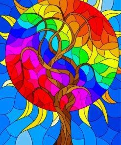 Aesthetic Stained Glass Tree Paint By Numbers