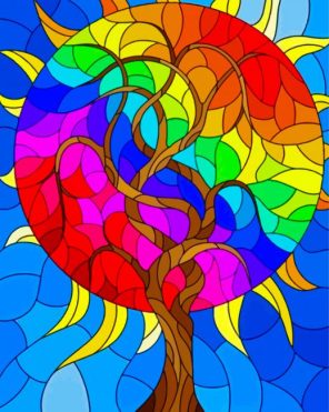 Aesthetic Stained Glass Tree Paint By Numbers