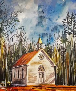 Aesthetic Church In The Woods Art Paint By Numbers