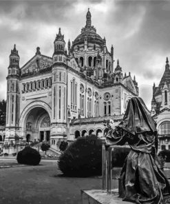 Black And White Lourdes Basilica Paint By Numbers