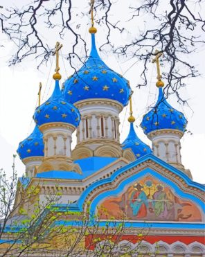 Blue Russian Onion Domes Building Paint By Numbers