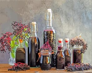 Bottles Of Eldererry Syrup Paint By Numbers