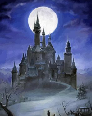 Dracula Castle And Moon Art Paint By Numbers